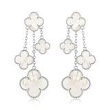 Clover Earrings White Mop 4 Motifs Silver