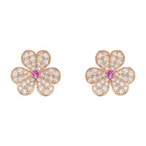 Frivole Pink Gold Flower Diamond Earrings