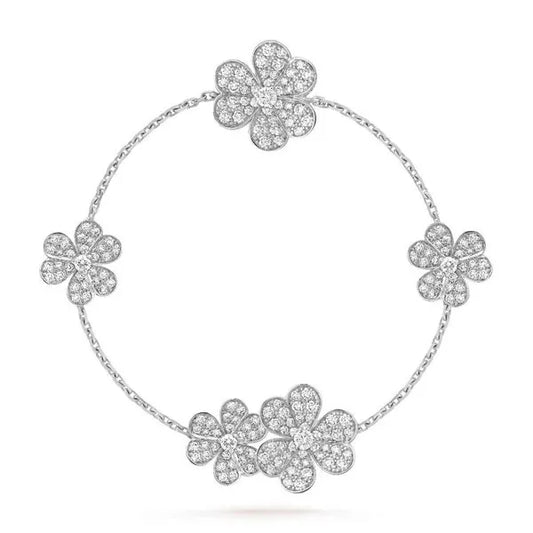 Frivole Silver 5 Flowers Diamond Bracelet