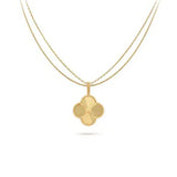 Vintage Big Clover Pendant Necklace Gold