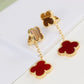 CLOVER EARRINGS GOLD TIGER EYE CARNELIAN 2 MOTIFS