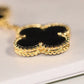 CLOVER EARRINGS GOLD ONYX MOP 3 MOTIFS