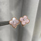 CLOVER MOP PINK GOLD DIAMOND EARRINGS