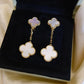 CLOVER WHITE MOP EARRINGS 2 MOTIFS