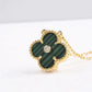 CLOVER CLOVER PENDANT MALACHITE GOLD NECKLACE