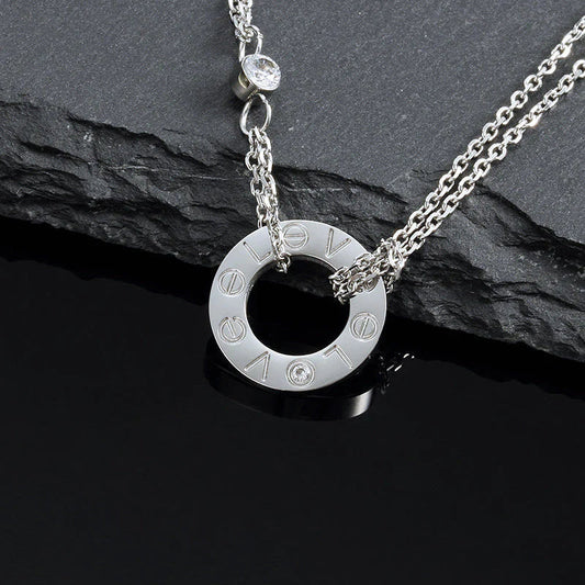 LOVE NECKLACE 16MM 2 DIAMONDS