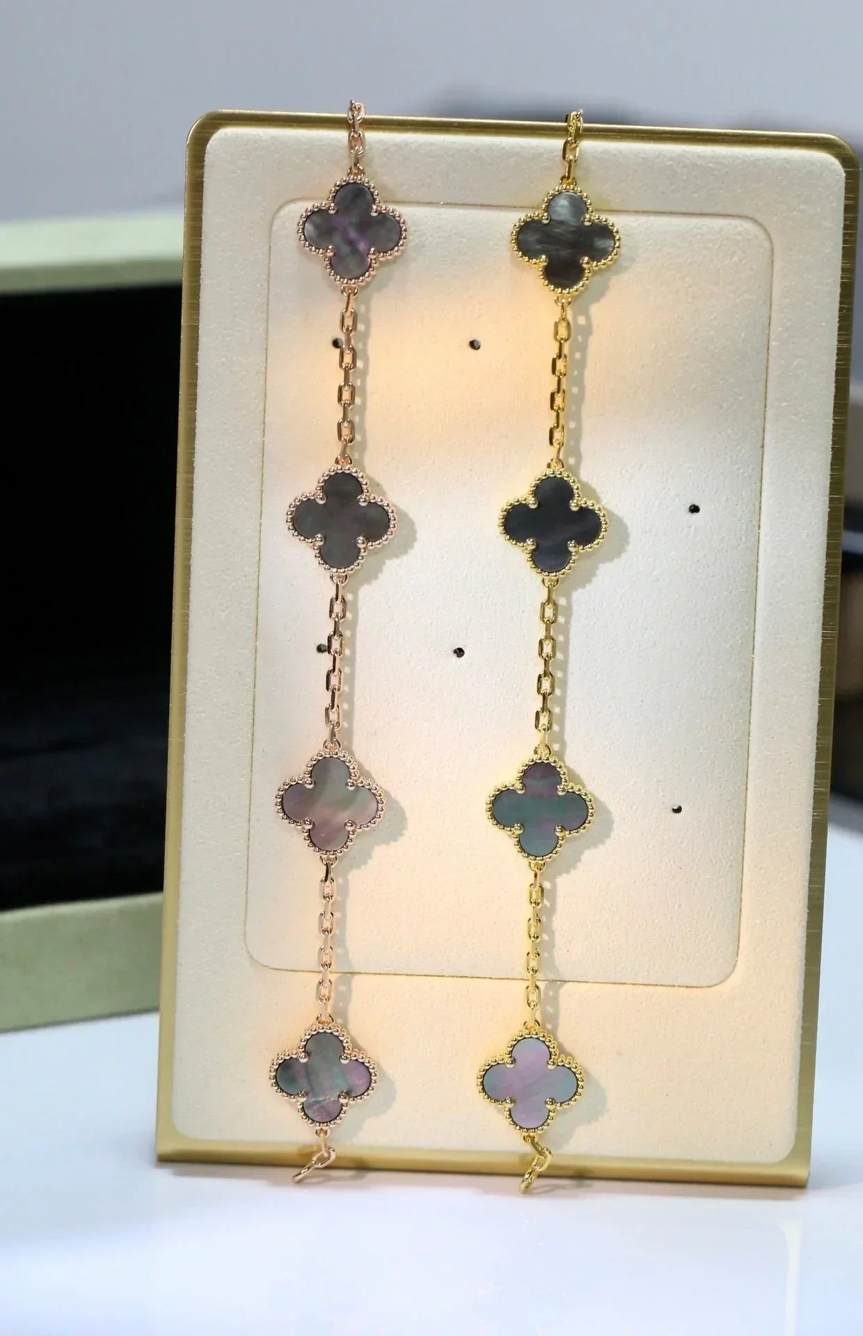 CLOVER BLACK MOP PINK GOLD BRACELET 5 MOTIFS