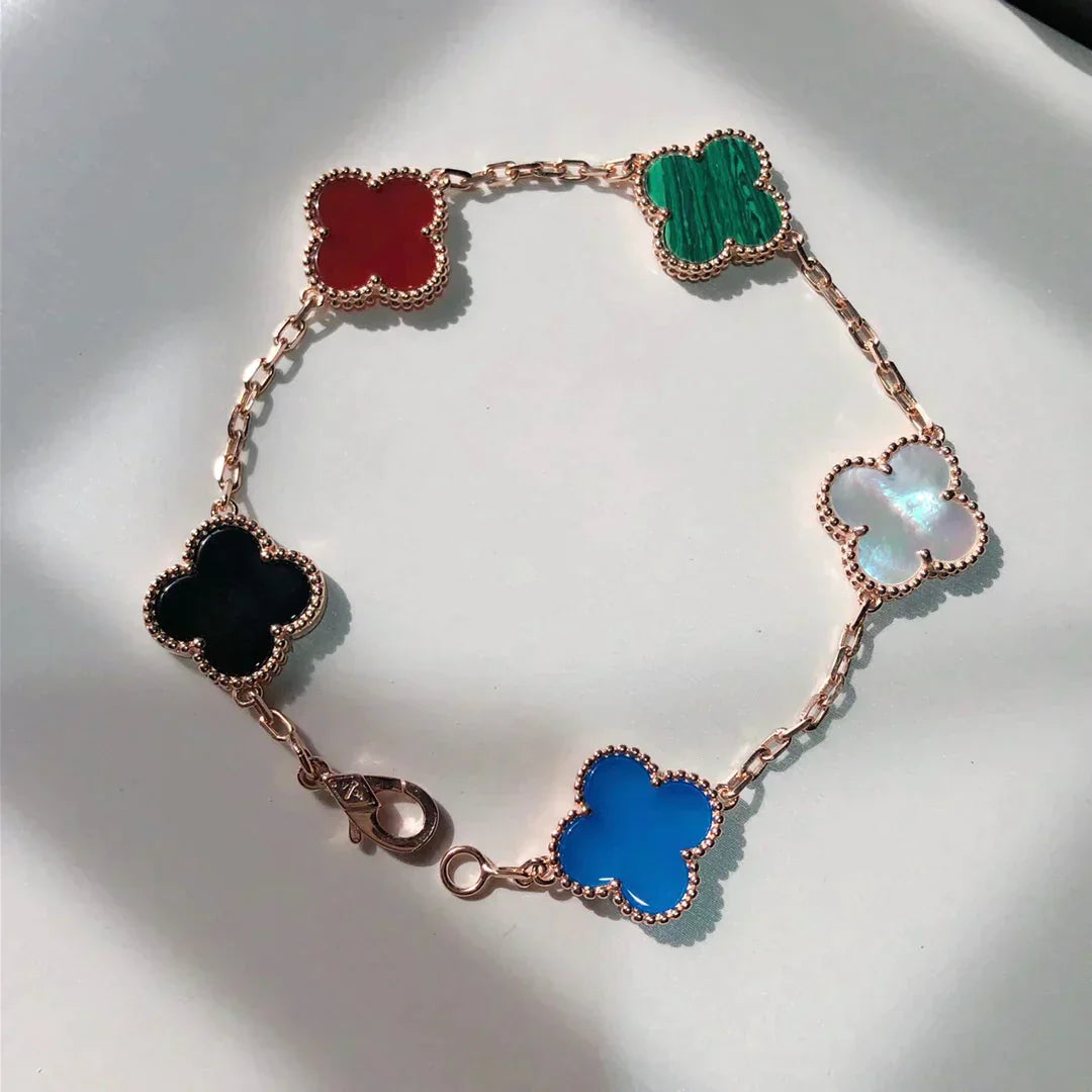 Clover Multicolor Pink Gold Bracelet 5 Motifs