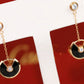 AMULETTE DROP EARRINGS ONYX PINK GOLD