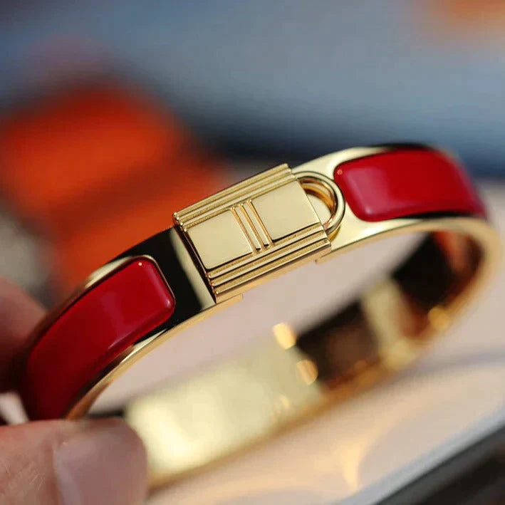 H LOCK RED GOLD BRACELET 12MM