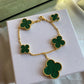 CLOVER BRACELET 5 MOTIFS MALACHITE GOLD