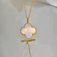 CLOVER PINK MOP GOLD NECKLACE
