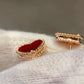 HEART CARNELIAN PINK GOLD STUD EARRINGS