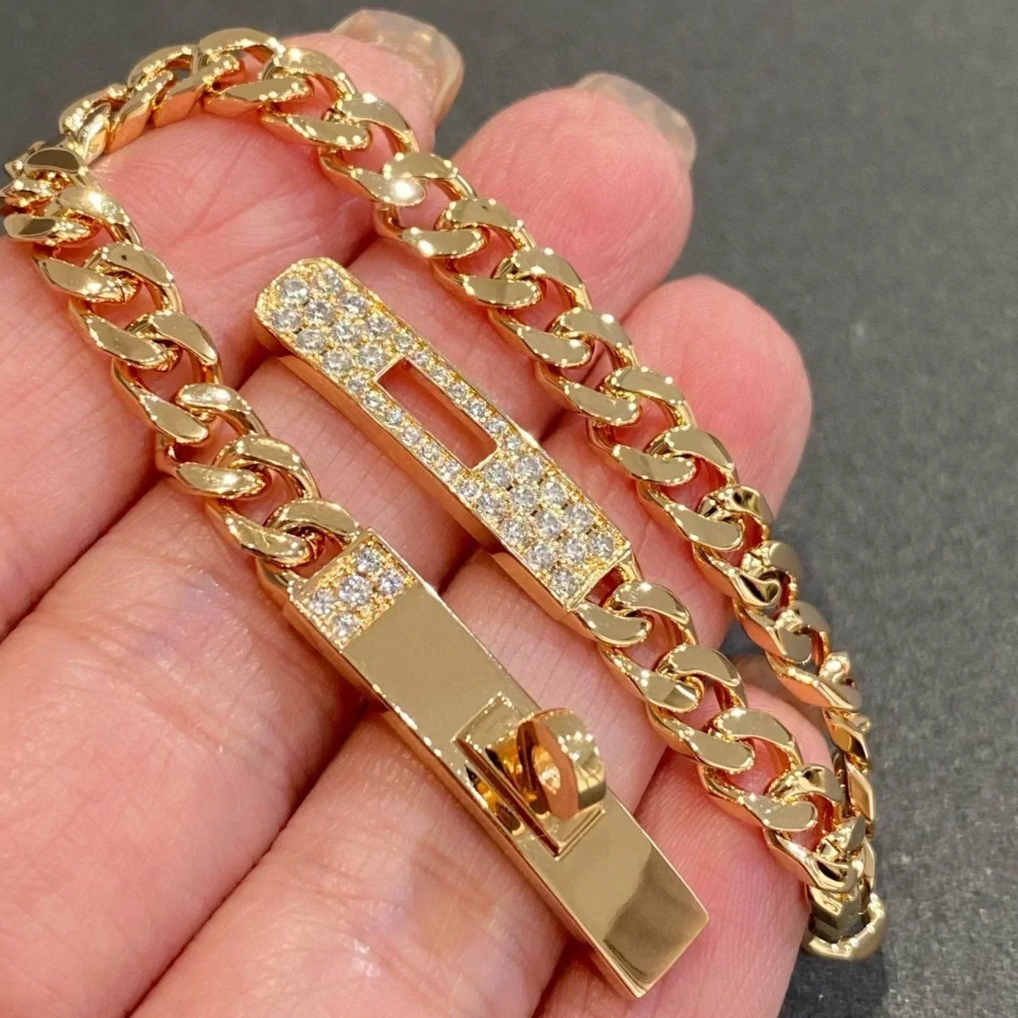 KELLY CHAIN PINK GOLD DIAMONDS BRACELET