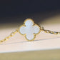 CLOVER 20 MOTIFS WHITE MOP GOLD NECKLACE