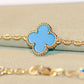 CLOVER 20 MOTIFS TURQUOISE GOLD NECKLACE