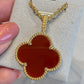 CLOVER NECKLACE GOLD CARNELIAN