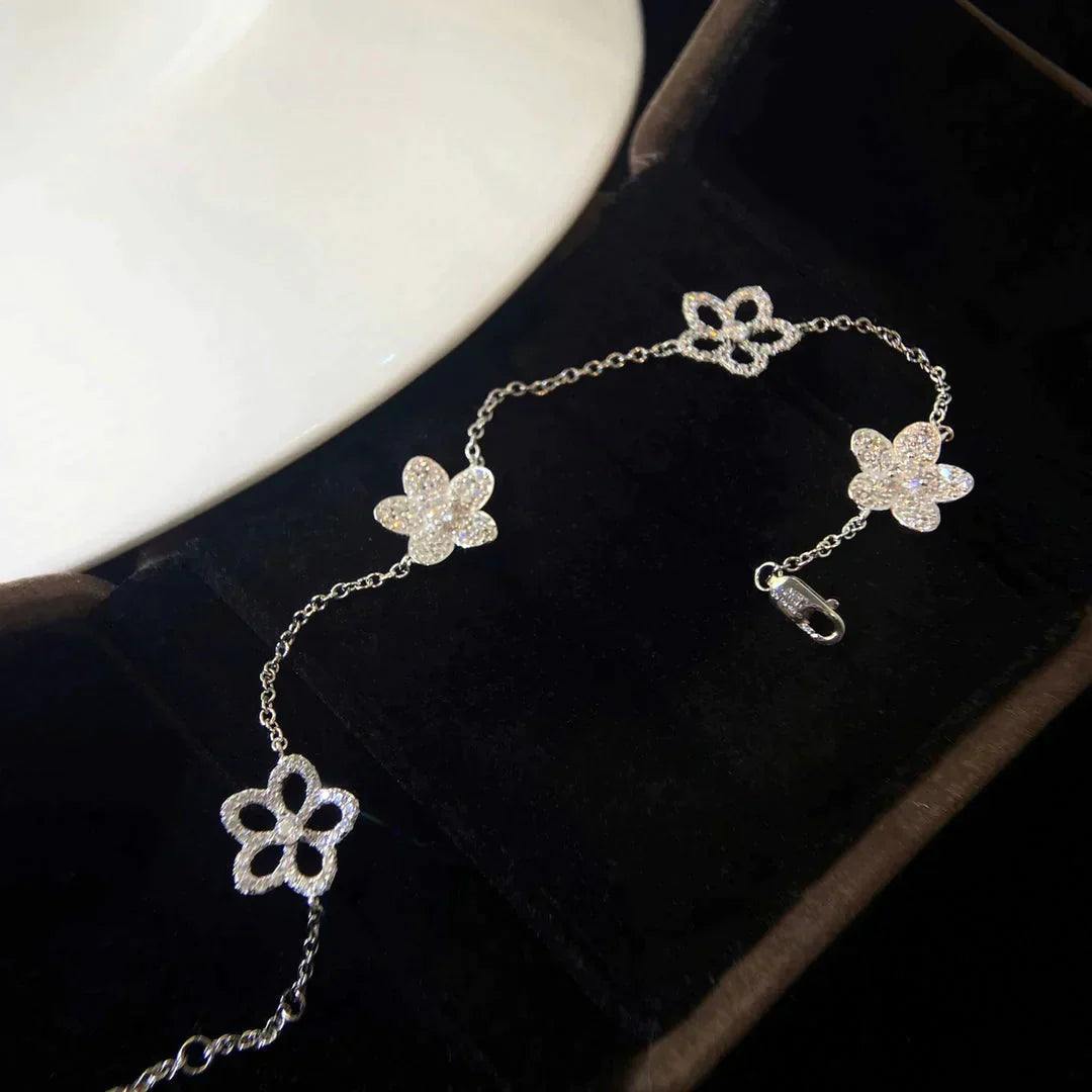 WILDFLOWER 4 MOTIFS SILVER DIAMOND BRACELET