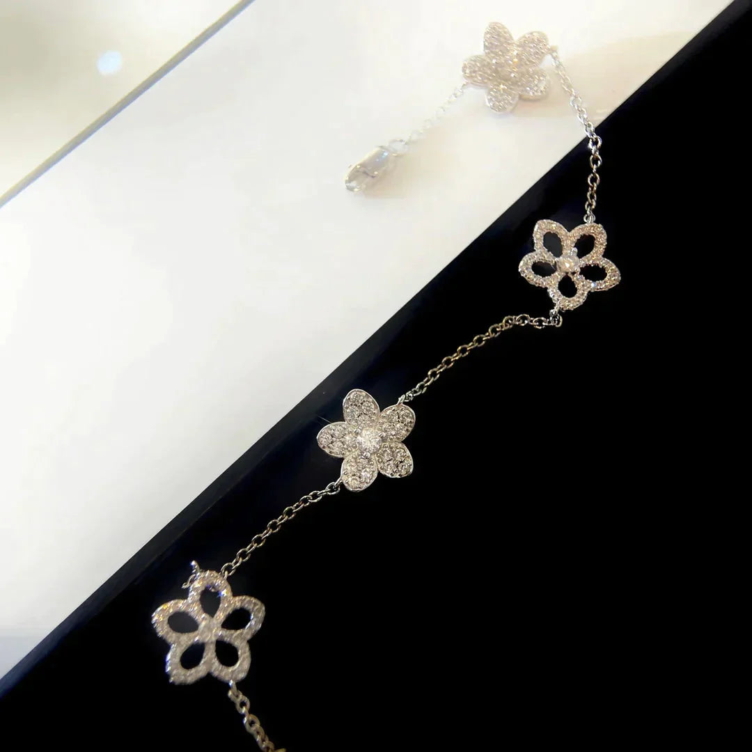 WILDFLOWER 4 MOTIFS SILVER DIAMOND BRACELET