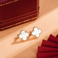 CLOVER MEDIUM WHITE MOP PINK GOLD EARRINGS