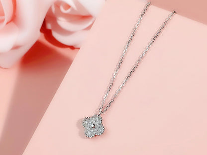 CLOVER SILVER DIAMOND NECKLACE