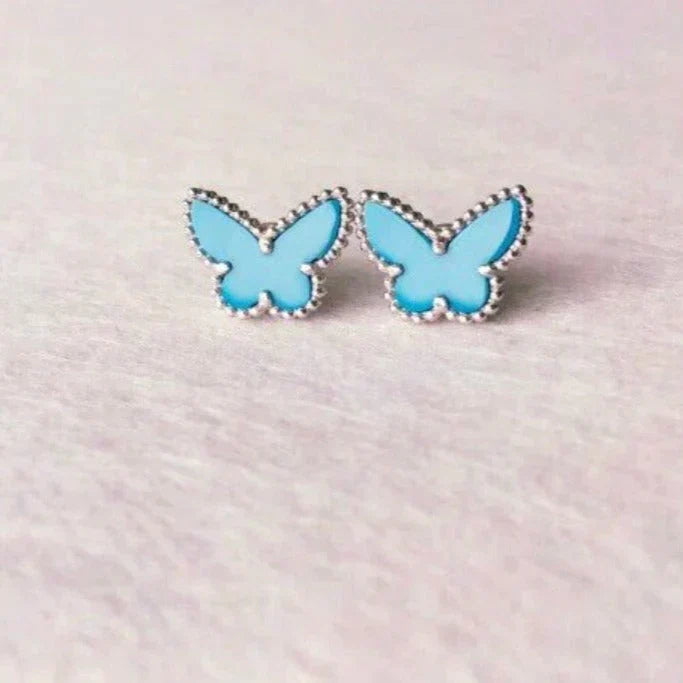 BUTTERFLY TURQUOISE SILVER EARRINGS