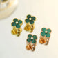 CLOVER MALACHITE DIAMOND EARRINGS