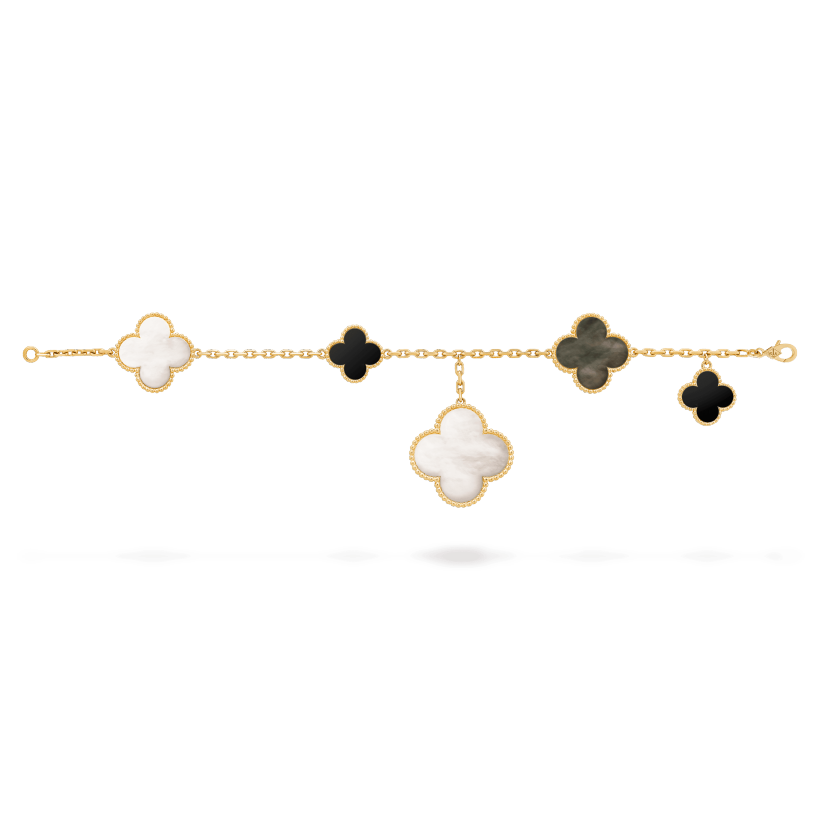 CLOVER BRACELET 5 MOTIFS ONYX MOP