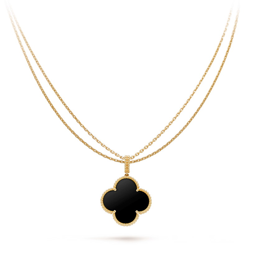 CLOVER NECKLACE GOLD ONYX