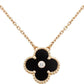 Clover Necklace Gold Diamond Onyx