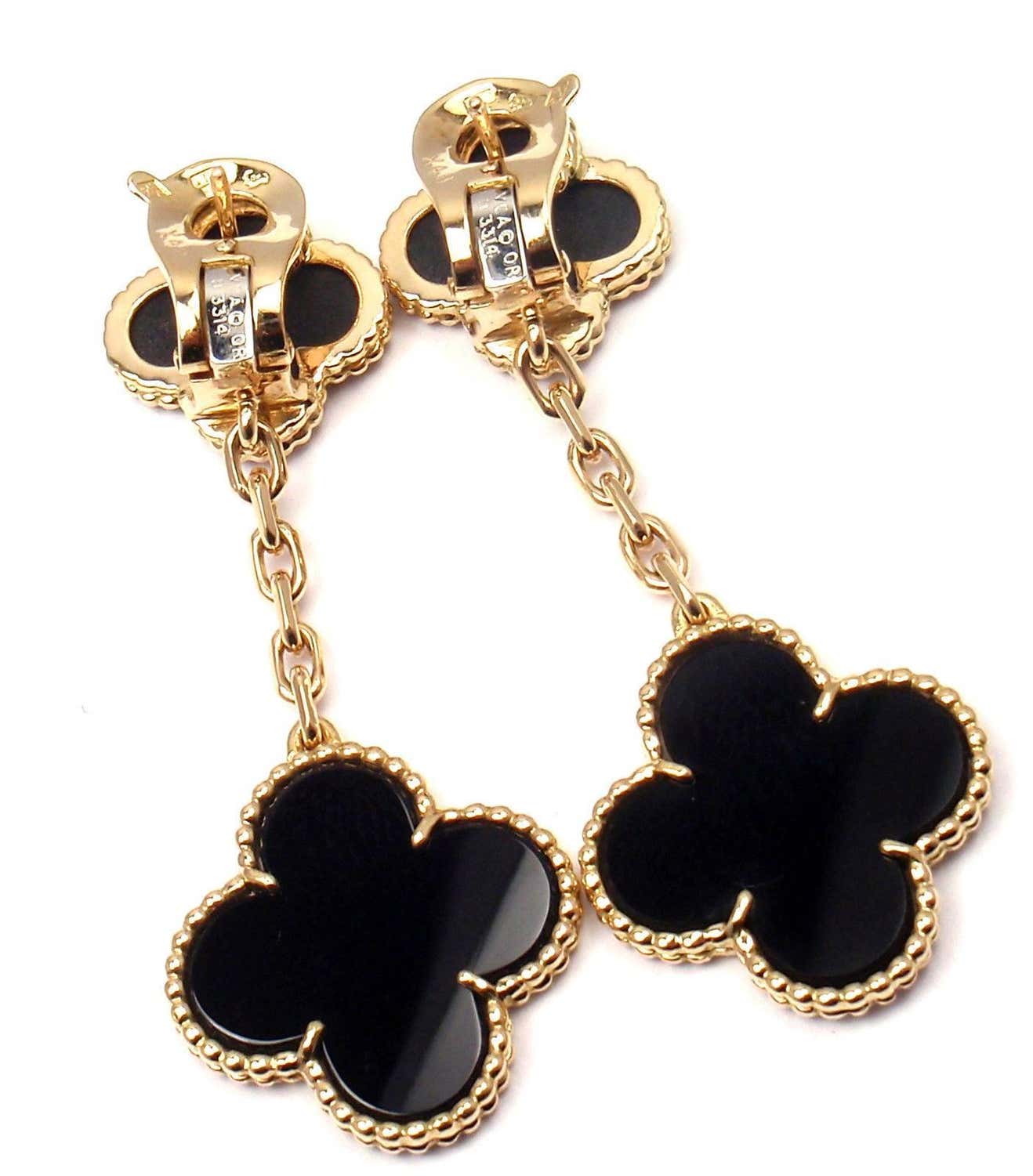 CLOVER 2 MOTIFS GOLD EARRINGS