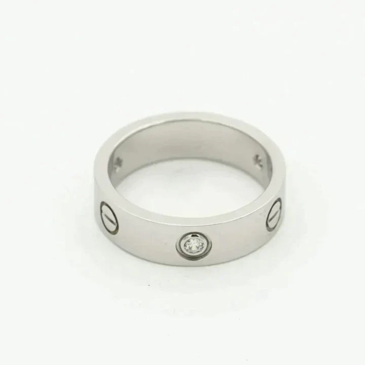 Love Ring 5.5mm 3 Diamonds Silver