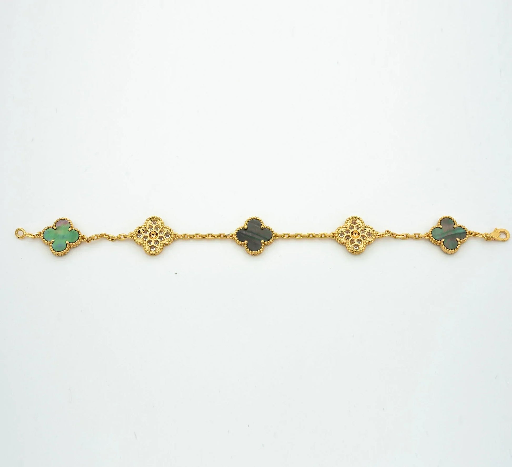 CLOVER BRACELET 5 MOTIFS MOP AND DIAMOND