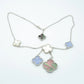 CLOVER MOP CHALCEDONY NECKLACE SILVER 6 MOTIFS