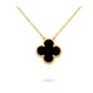 Clover Pendant Onyx Necklace