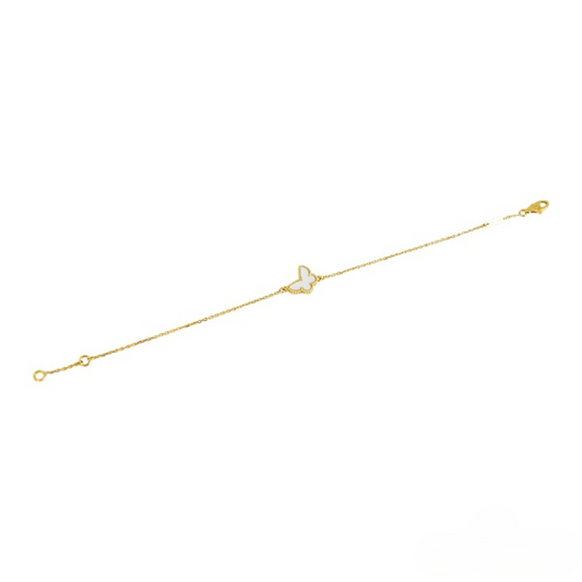 BUTTERFLY WHITE MOP GOLD BRACELET