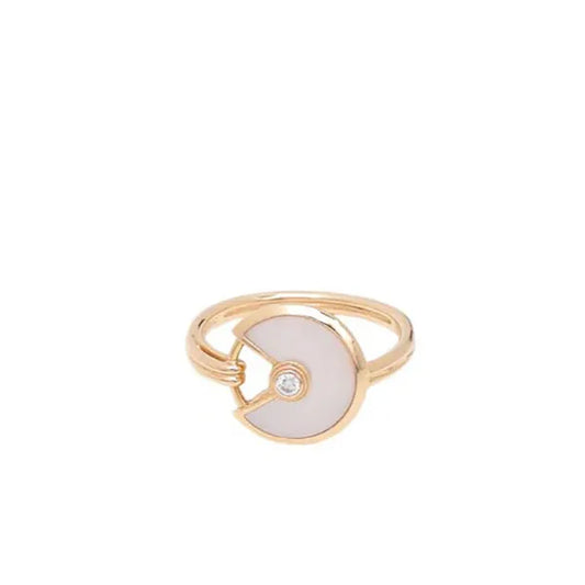 Amulette Mop Ring Gold Diamond