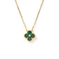 Clover Pendant Malachite Gold Necklace