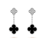 Clover Diamond And Onyx Earrings