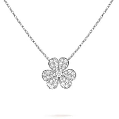 Clover Diamond Necklace Silver