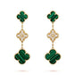 Clover Earrings Gold Malachite Diamond 3 Motifs