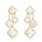 Clover Earrings White Mop 4 Motifs Gold