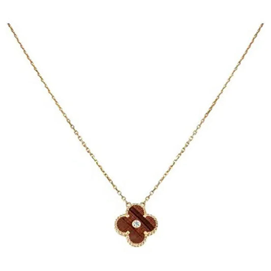 Clover Gold Carnelian Necklace