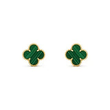 Clover Medium Malachite Pink Gold Earrings