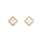 Clover Medium White Mop Pink Gold Earrings