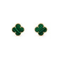 Clover Mini Malachite Gold Earrings