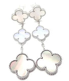 Clover Mop 3 Motifs Silver Earrings