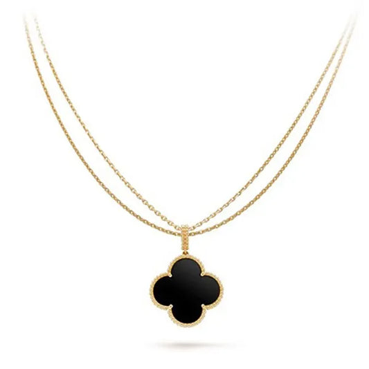 Clover Necklace Gold Onyx