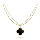 Clover Necklace Gold Onyx