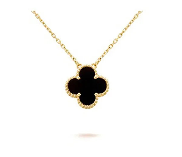 Clover Pendant Onyx Necklace